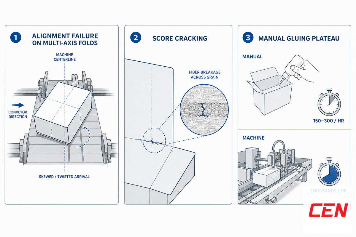 Why Standard Folder Gluers Fail on 3D Boxes: 3 Failure Modes