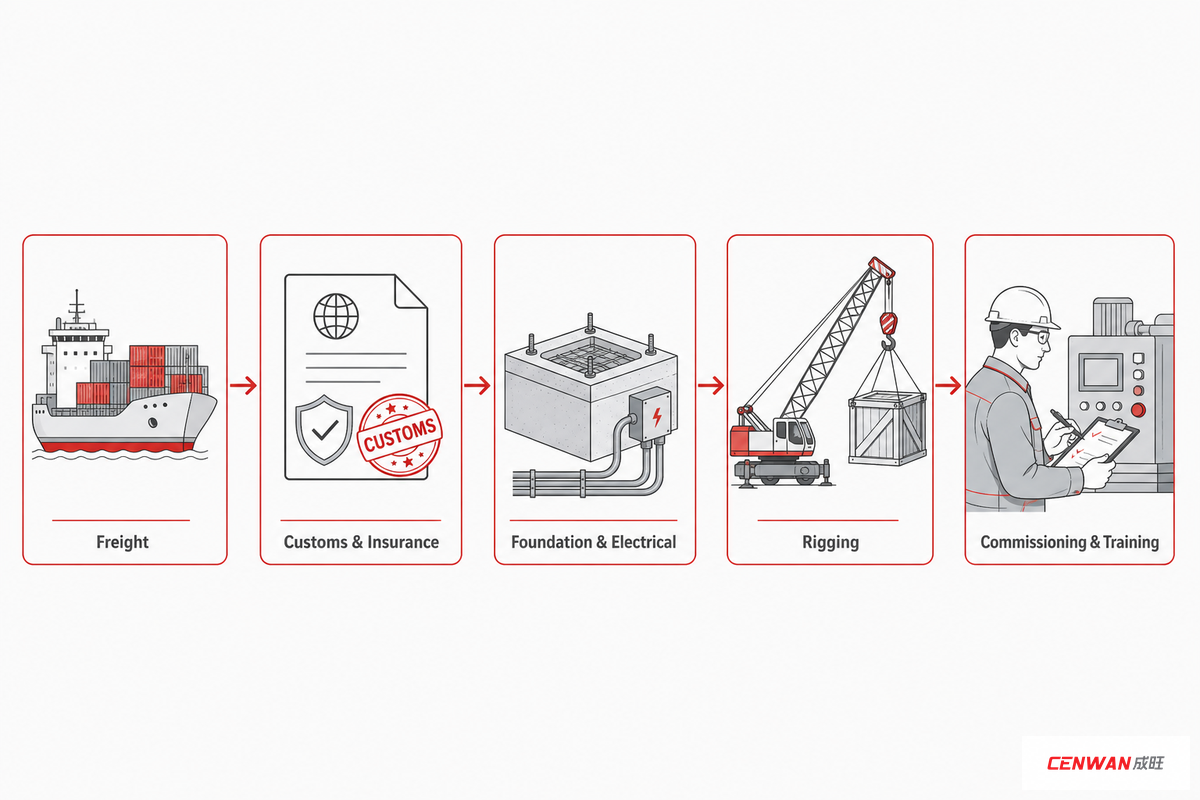 Freight, Installation, and Commissioning: The Landed-Cost Stack — Cenwan Machine