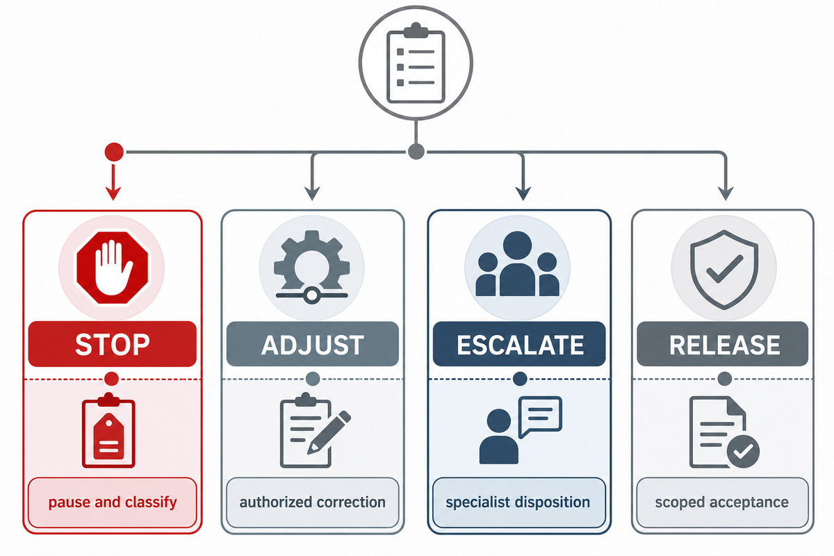 Stop, Adjust, Escalate, or Release: The Decision Matrix — Cenwan Machine