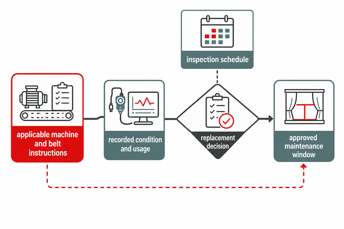 Machine criteria, condition and the approved window govern replacement planning.