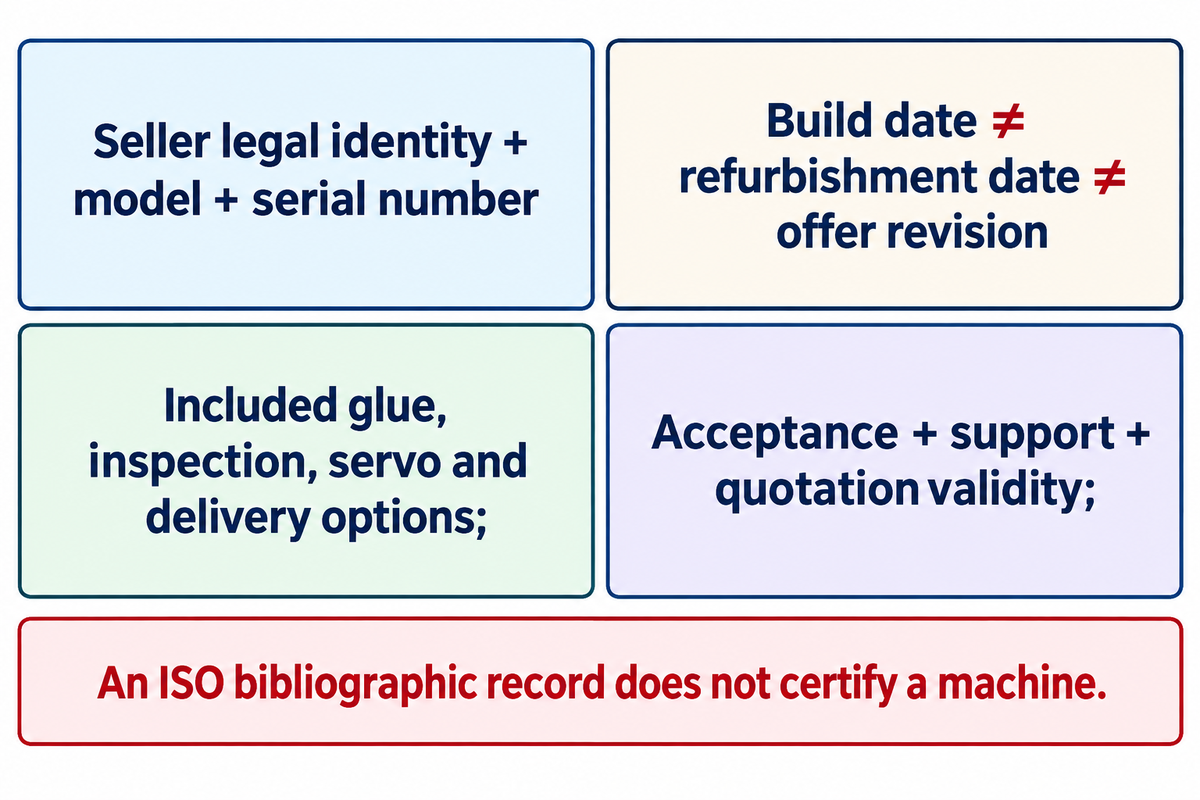 Match seller identity, date meanings, included options and acceptance terms to the same offer (buyer document checks).