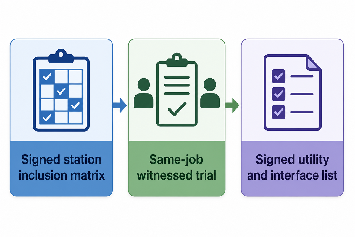 8. Normalize supplier proposals on the same scope and output metric visual evidence map